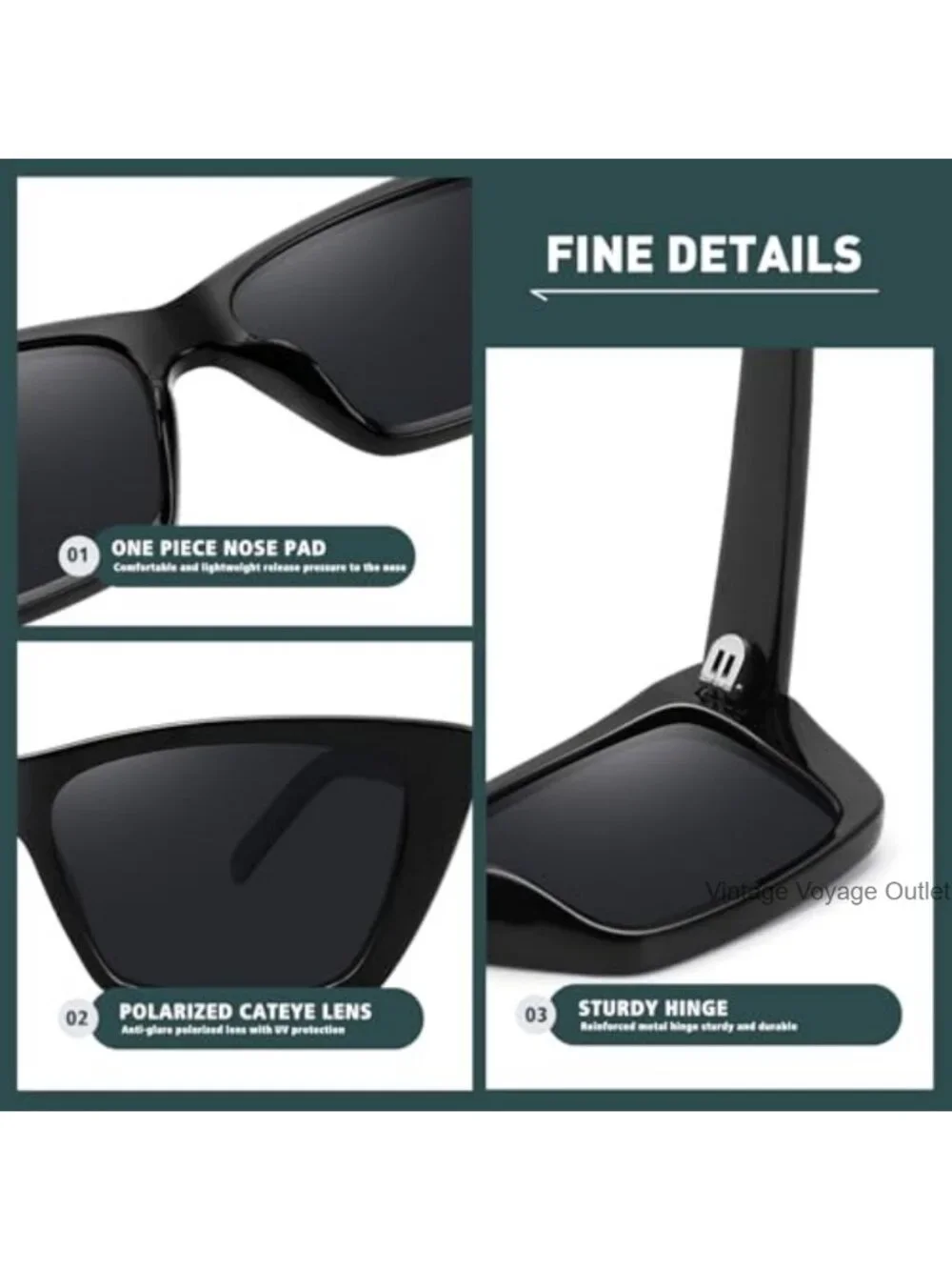Vintage Cat Eye Polarized Sunglasses for Women - UV400 Protection